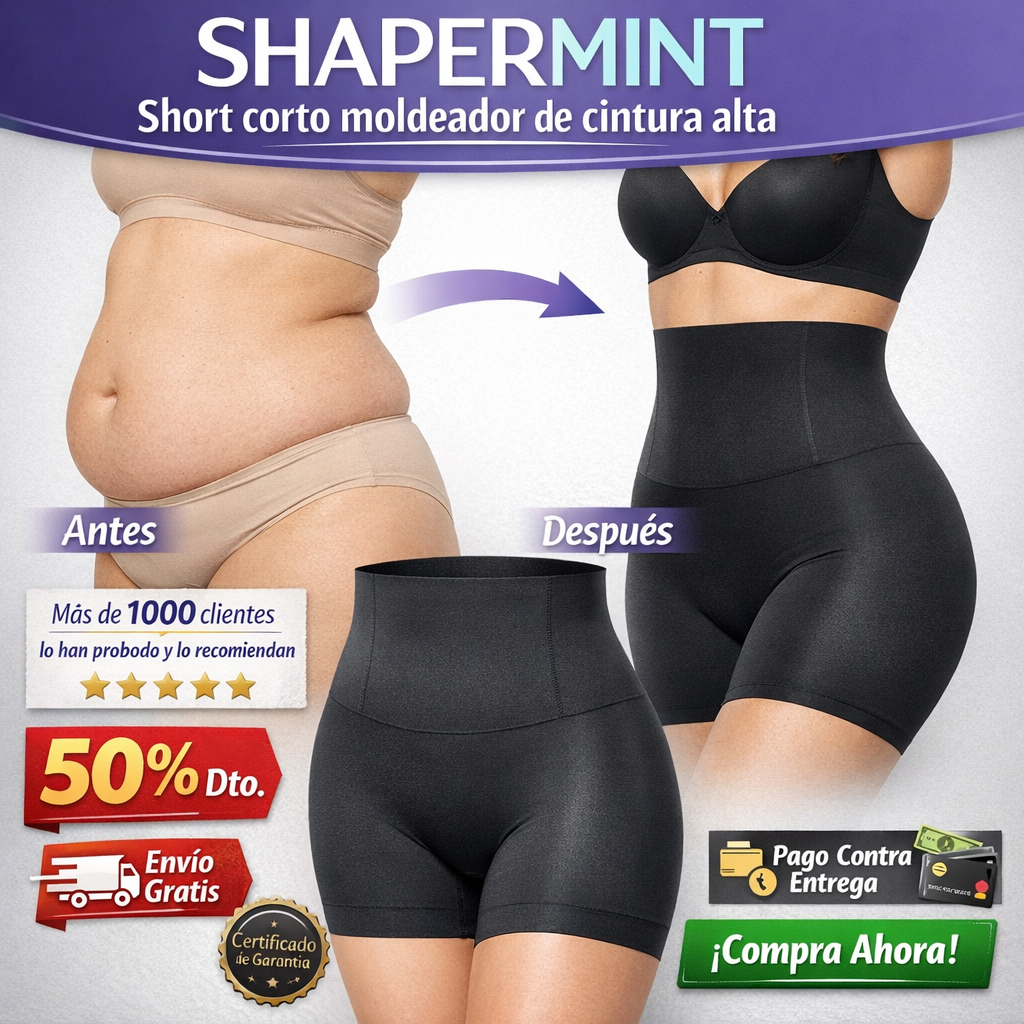 SHAPERMINT Short corto moldeador de cintura alta para usar todos los días - Ropa interior moldeadora para mujer con control de abdomen, faja moldeadora para mujer